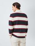 John Lewis Stripe Cotton Rugby Shirt, Navy/Egret/Red