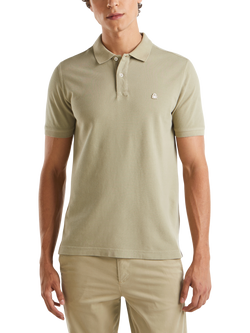 Benetton Cotton Regular Fit Short Sleeve Polo Shirt, Military Green