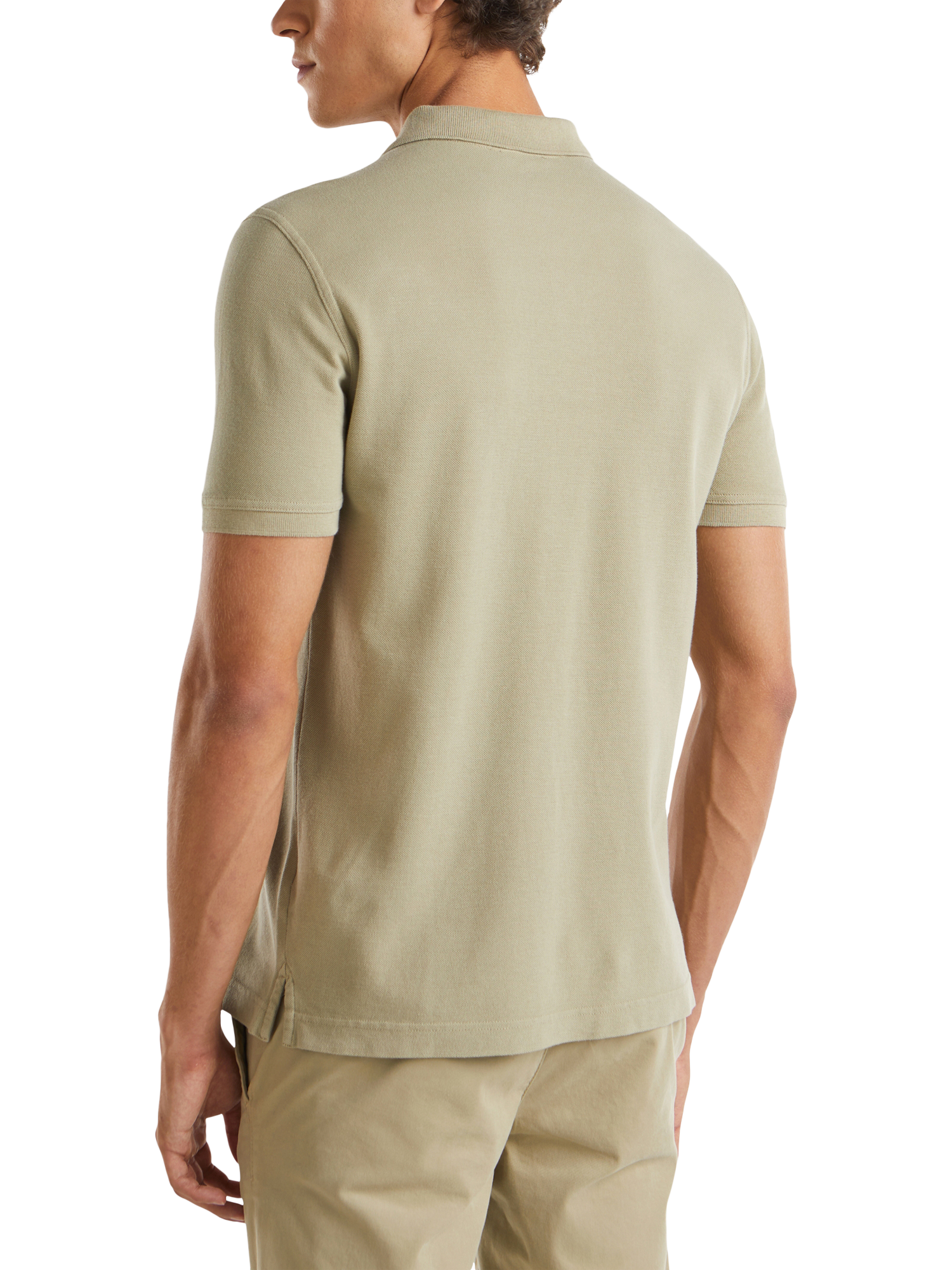 Product image 2 of 4, which shows Benetton Cotton Regular Fit Short Sleeve Polo Shirt, Military Green, S