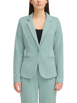 ICHI Kate Herringbone Jacquard Fitted Blazer, Beryl Green/Almond