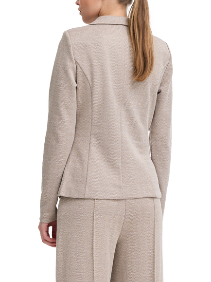 ICHI Kate Herringbone Jacquard Fitted Blazer - view 2, Fungi/Almond Milk