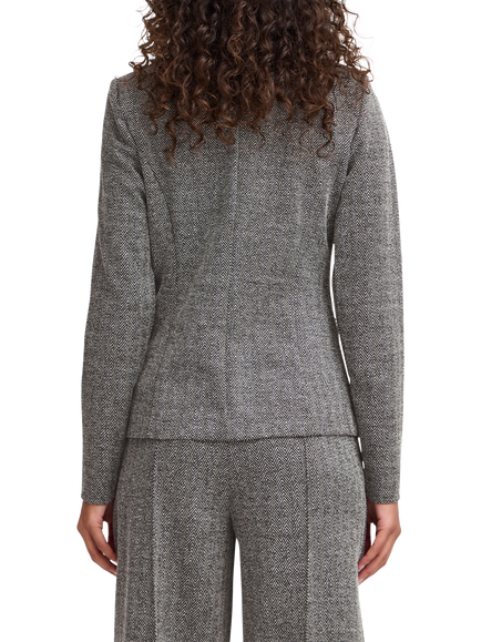 ICHI Kate Herringbone Jacquard Fitted Blazer - view 2, Black/White