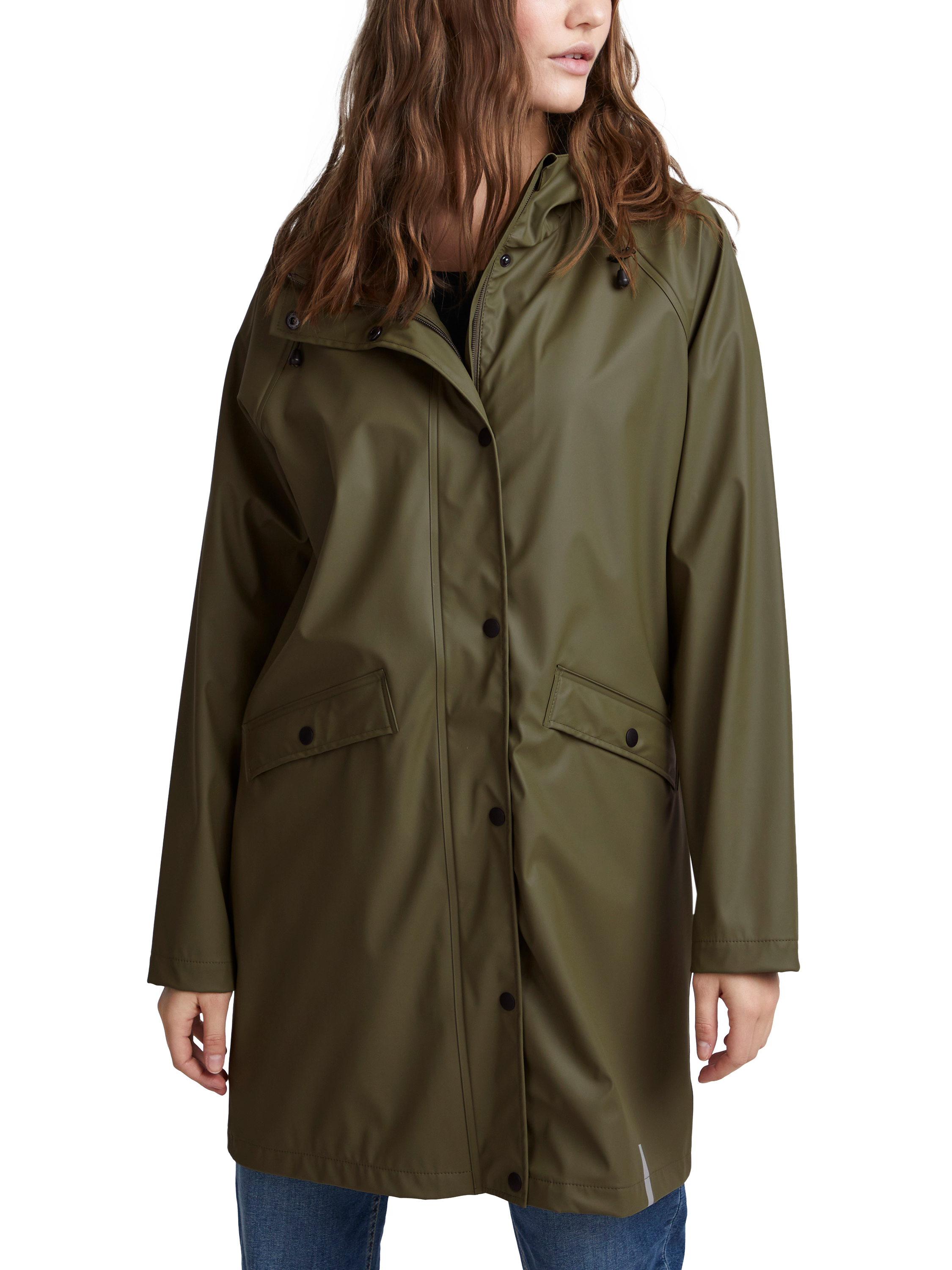 Product image 1 of 7, which shows ICHI Tazi Hooded Rain Coat, Kalamata, XS