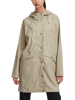 ICHI Tazi Hooded Rain Coat, Doeskin
