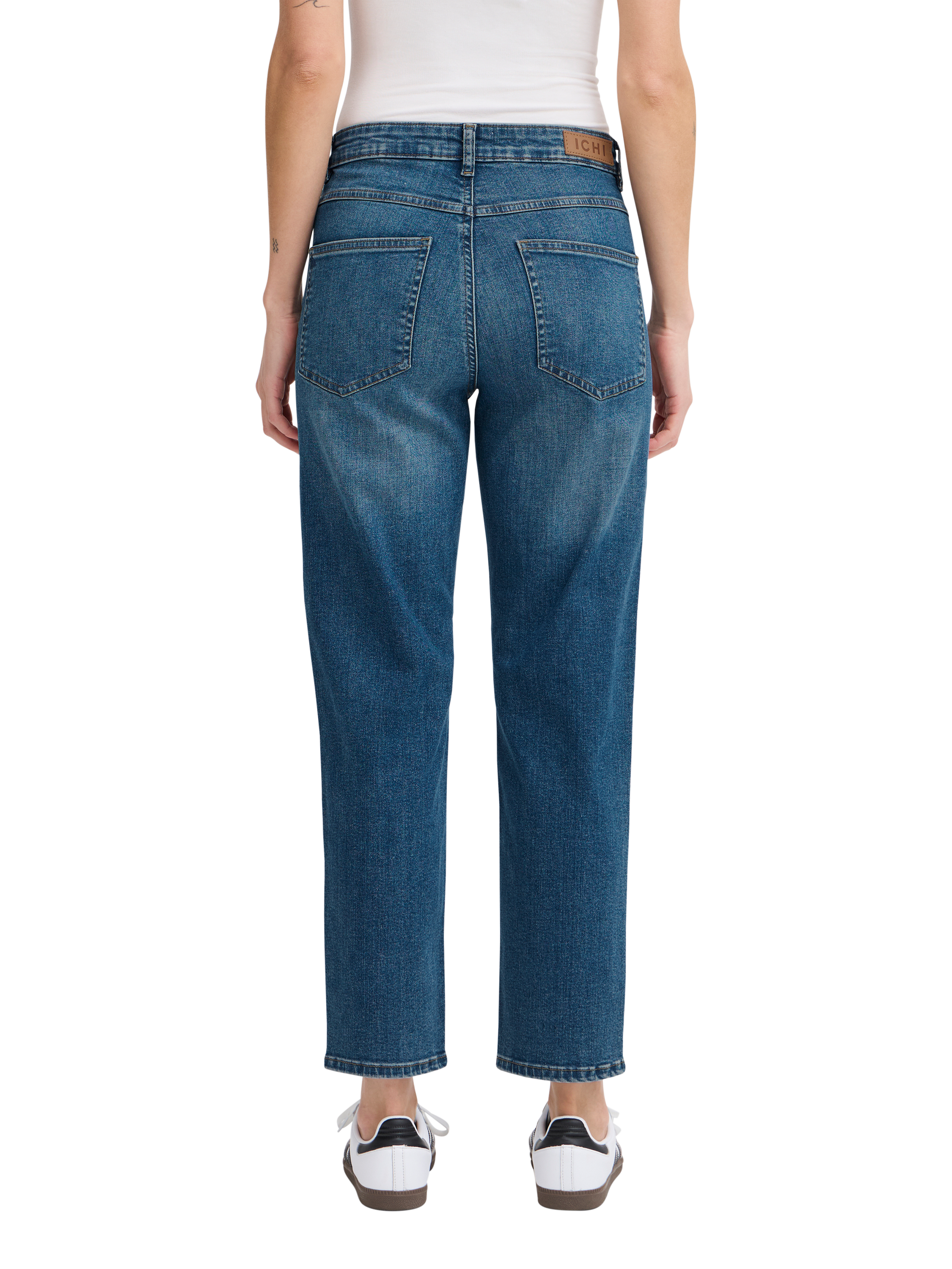 Product image 2 of 7, which shows ICHI Twiggy Raven Straight Leg Jeans, Washed Medium Blue, 25R