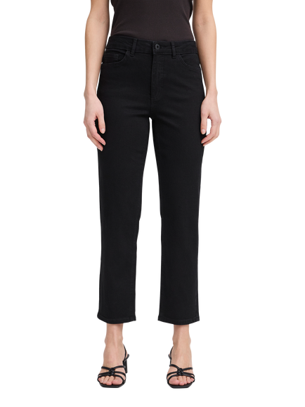 ICHI Twiggy Raven Straight Leg Jeans, Black, Black