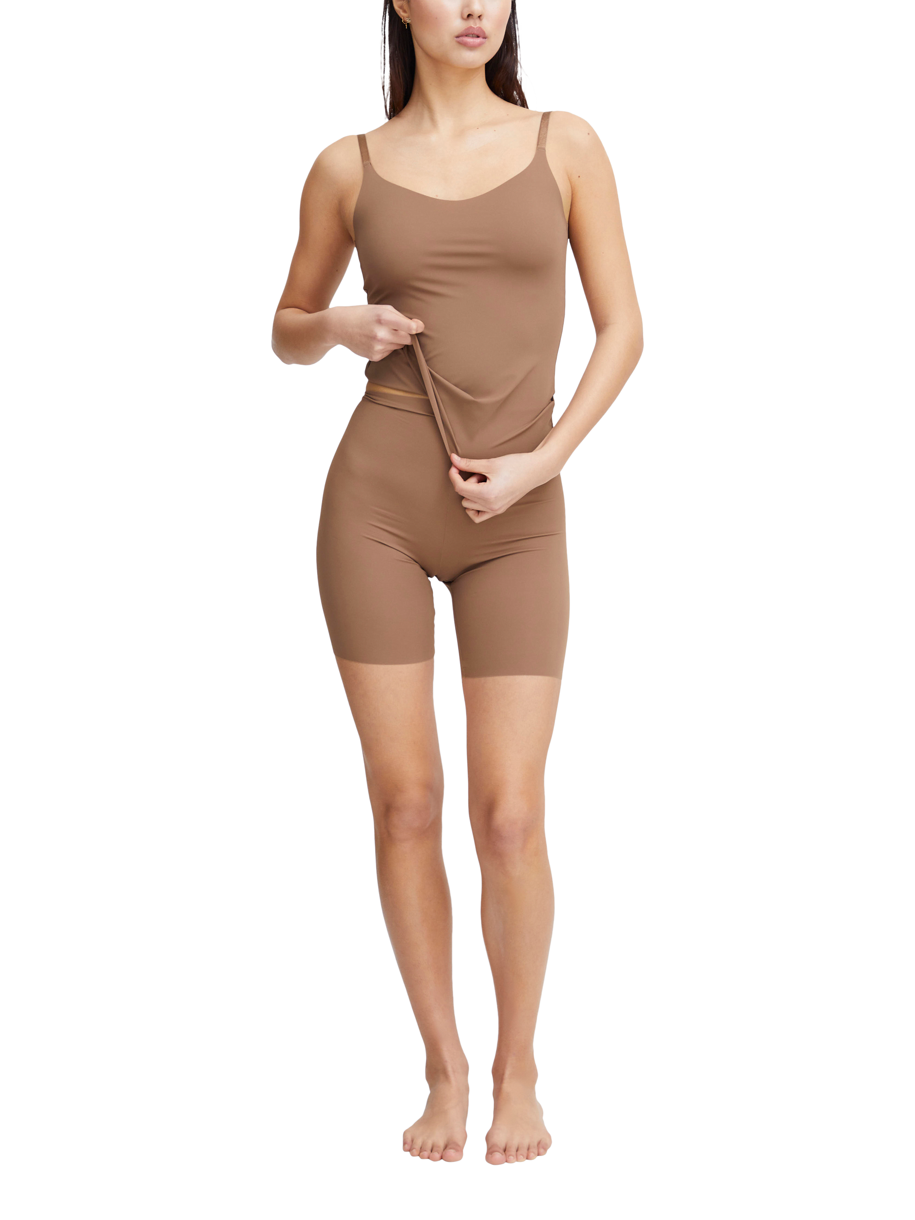 Product image 3 of 7, which shows ICHI Siv Scoop Neck Vest Top, Pecan Pie, XS