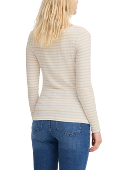 ICHI Cella Stripe Long Sleeve Top - view 2, Oatmeal