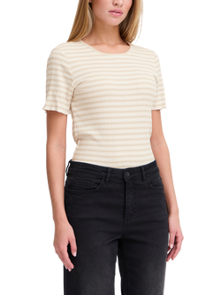 ICHI Cella Stripe Crew Neck T-Shirt, Oatmeal
