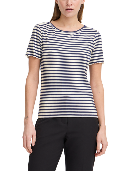 ICHI Cella Stripe Crew Neck T-Shirt, Total Eclipse