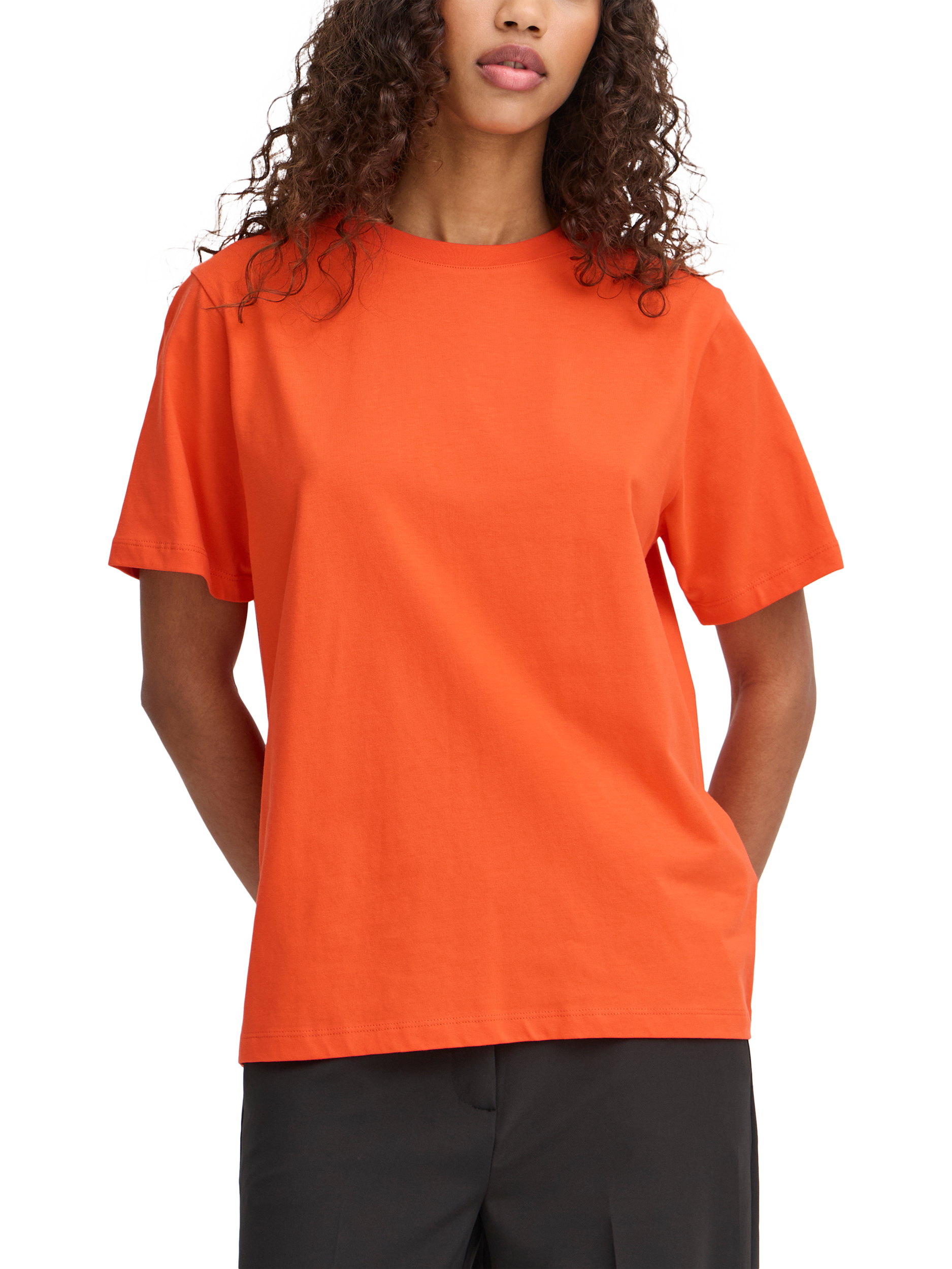 Product image 1 of 7, which shows ICHI Palmer Organic Cotton T-Shirt, Fiesta, XS