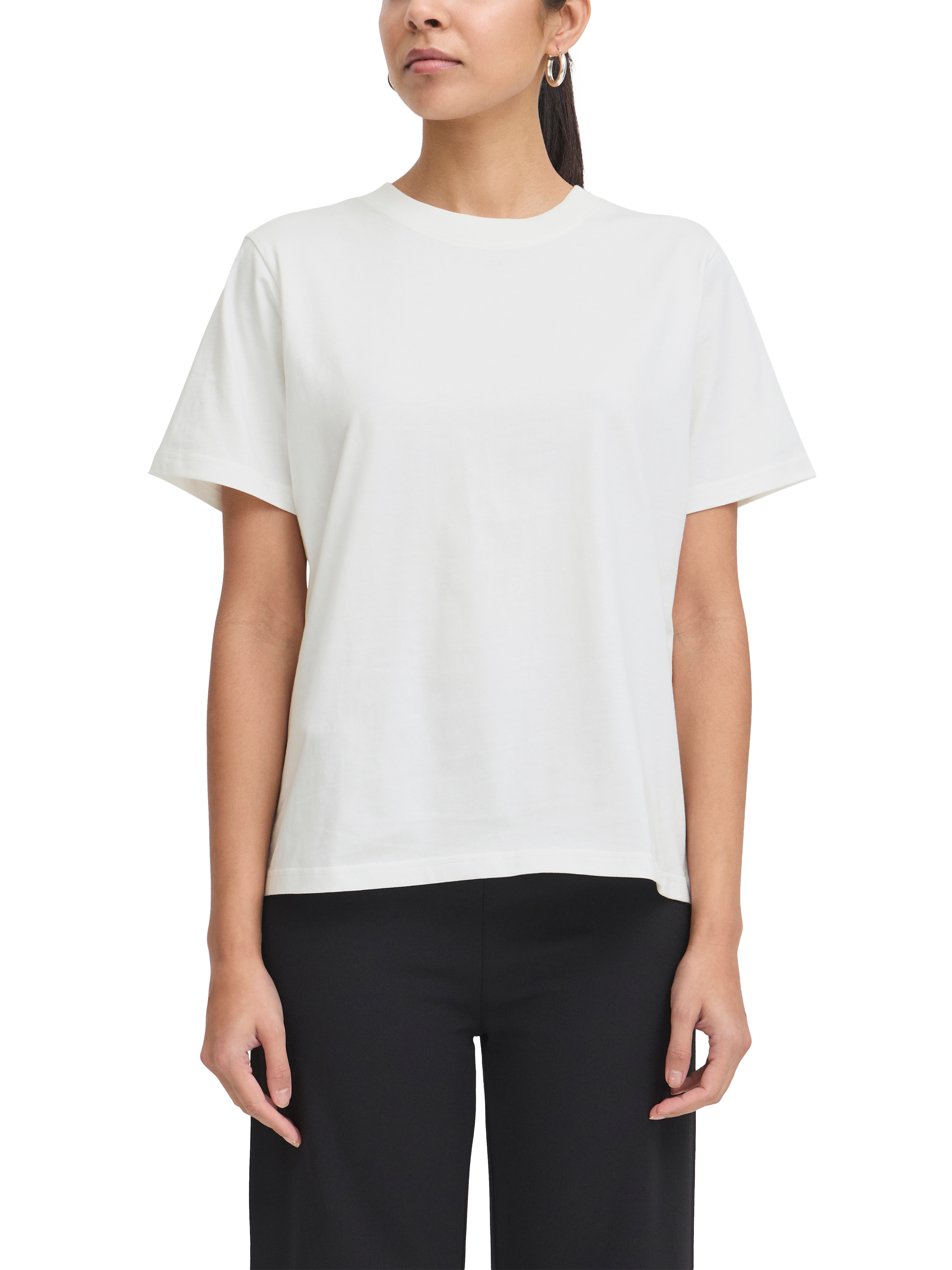 Product image 1 of 7, which shows ICHI Palmer Loose Fit Pure Organic Cotton T-Shirt, Cloud Dancer, XS
