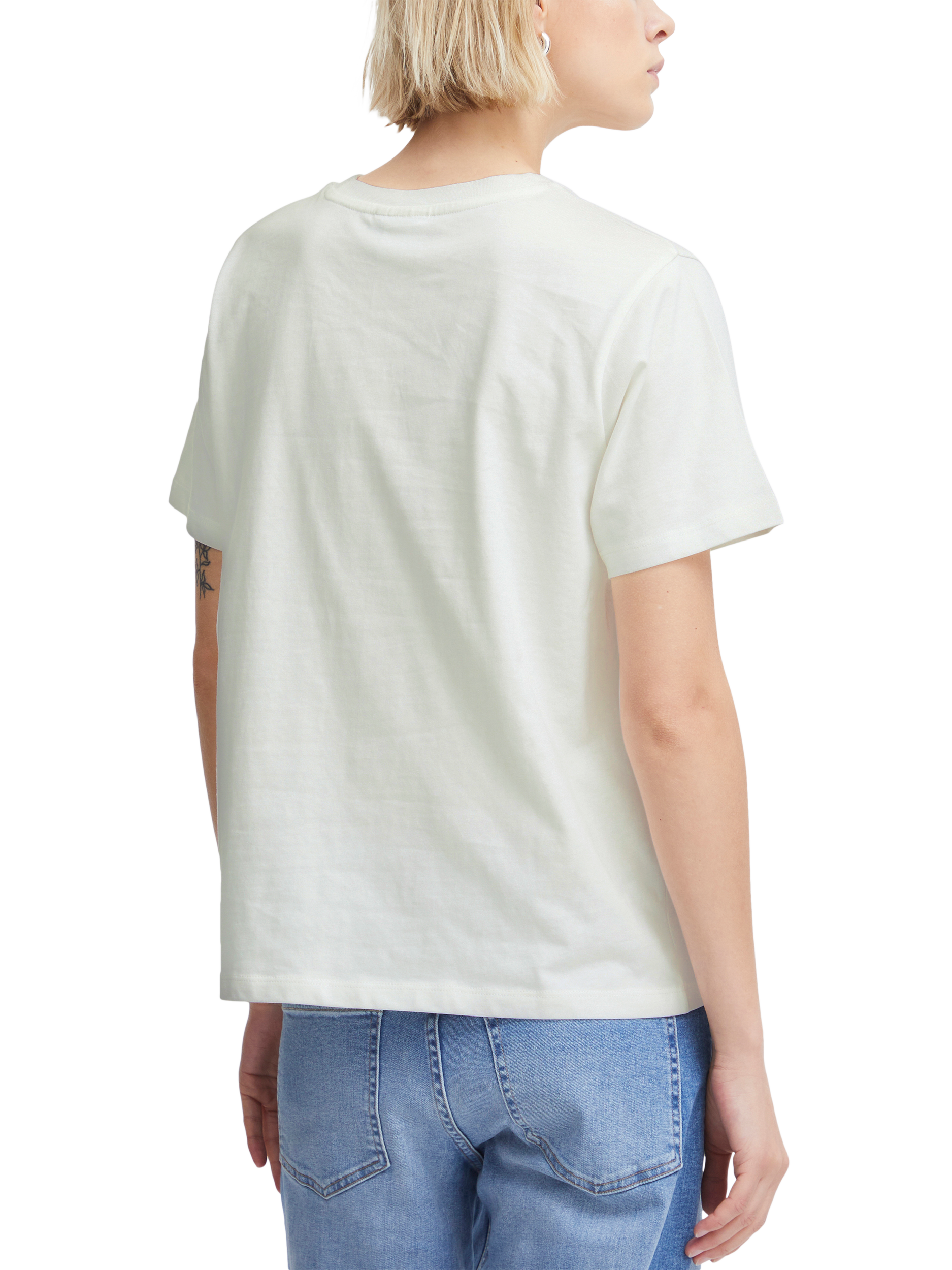 Product image 2 of 7, which shows ICHI Palmer Loose Fit Pure Organic Cotton T-Shirt, Cloud Dancer, XS
