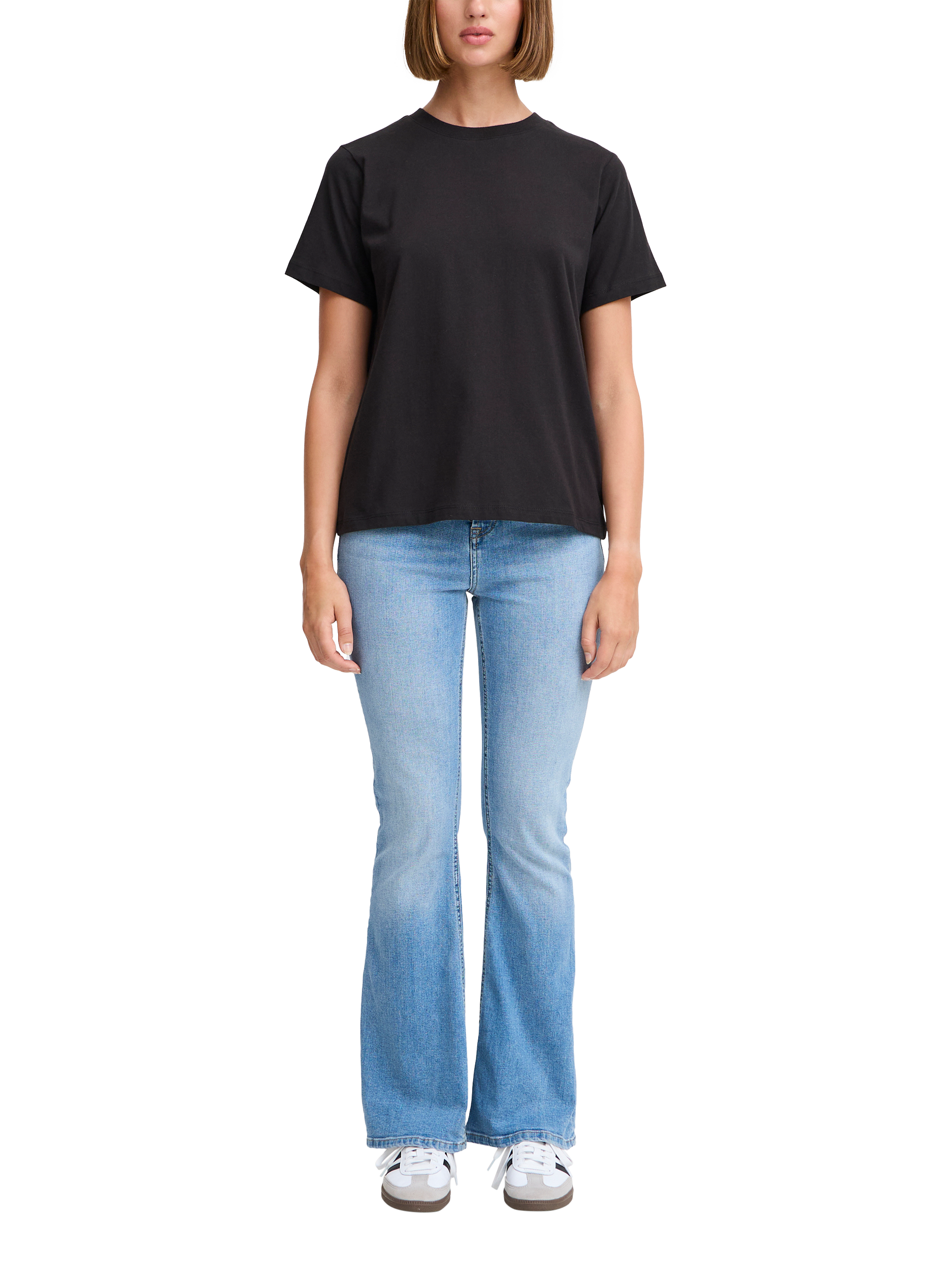 Product image 2 of 6, which shows ICHI Palmer Pure Organic Cotton Loose Fit T-Shirt, Black, XS