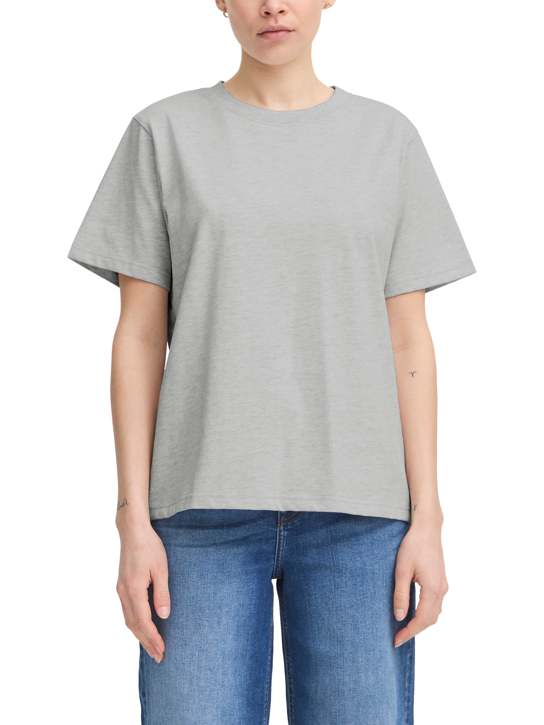 Product image 1 of 3, which shows ICHI Palmer Melange T-Shirt, Grey Melange, XS