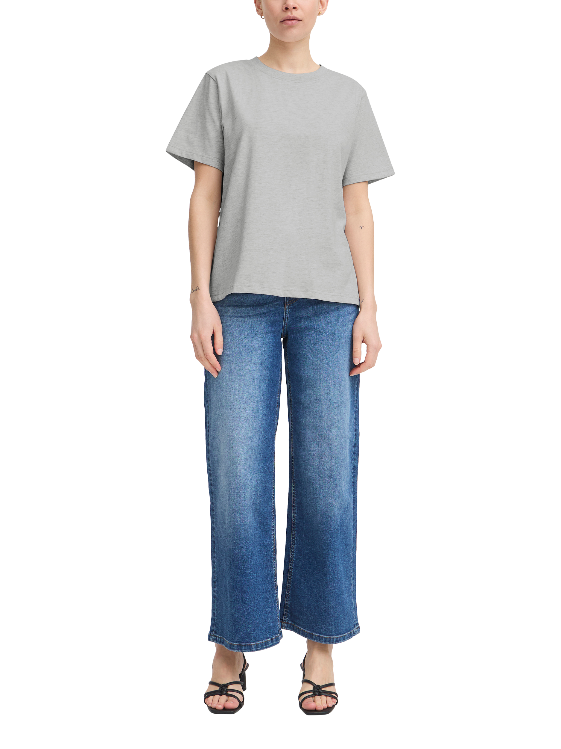 Product image 3 of 3, which shows ICHI Palmer Melange T-Shirt, Grey Melange, XS