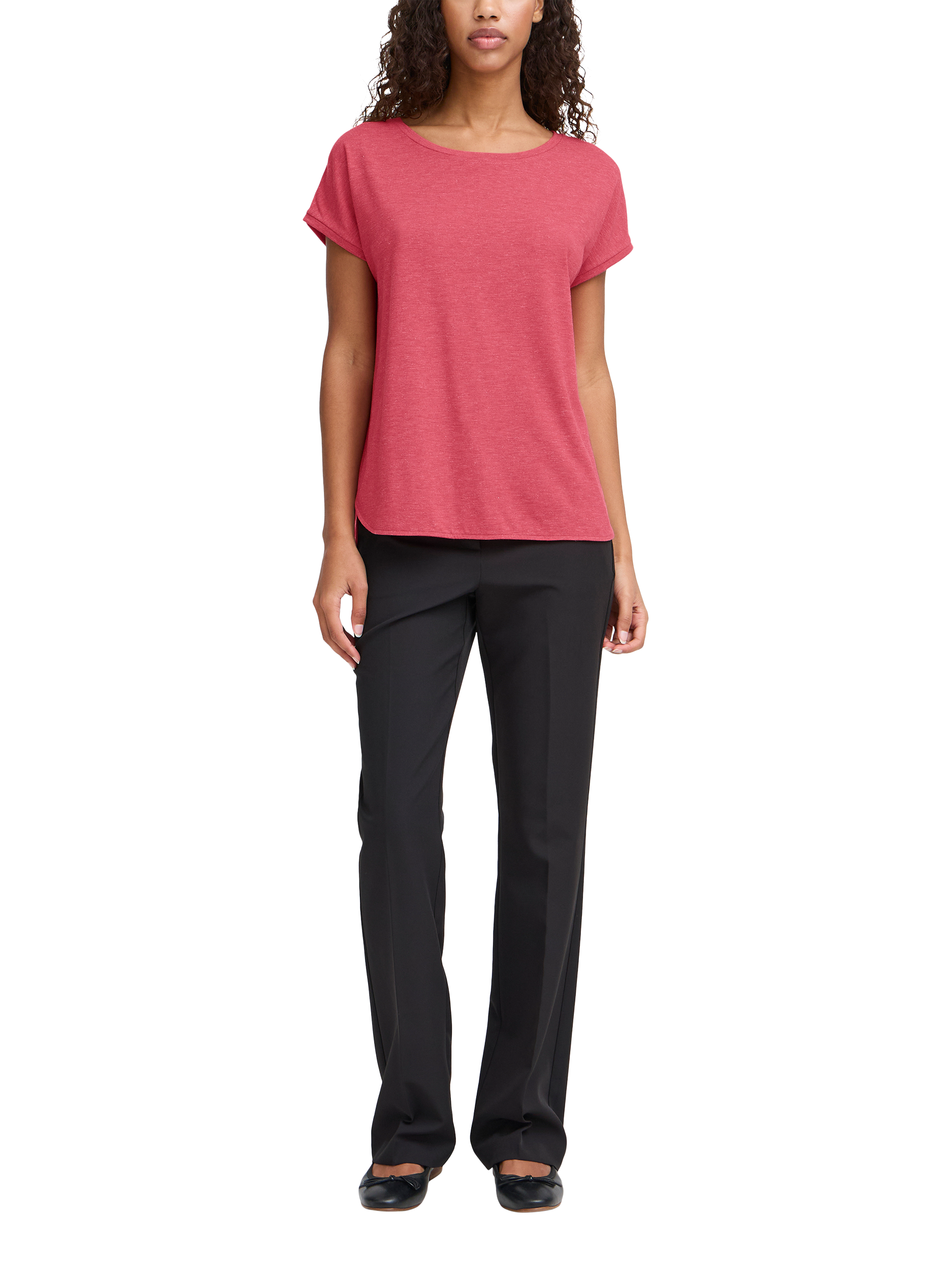 Product image 3 of 7, which shows ICHI Rebel Loose Fit T-Shirt, Holly Berry, XS