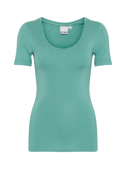 ICHI Zola Fitted Scoop Neck T-Shirt, Beryl Green, Beryl Green