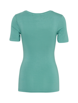 ICHI Zola Fitted Scoop Neck T-Shirt, Beryl Green - view 2, Beryl Green