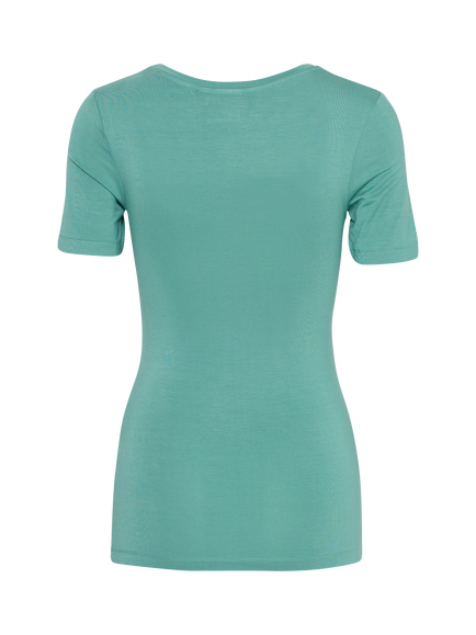 ICHI Zola Fitted Scoop Neck T-Shirt, Beryl Green - view 2, Beryl Green