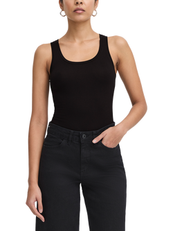 ICHI Zola Scoop Neck Vest Top, Black