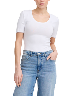 ICHI Zola Scoop Neck T-Shirt, White