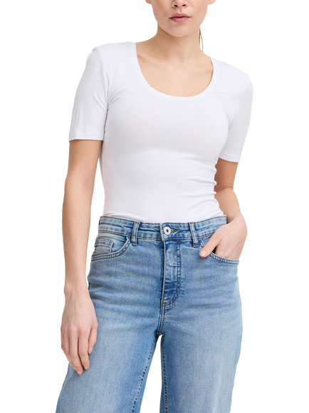 ICHI Zola Scoop Neck T-Shirt, White