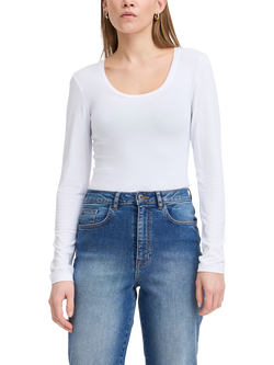 ICHI Zola Long Sleeve Top, White, White