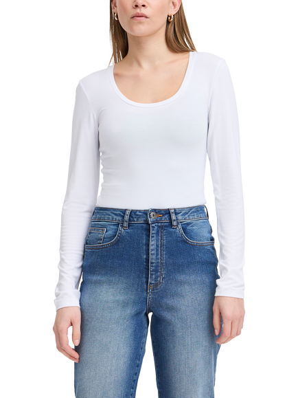 ICHI Zola Long Sleeve Top, White, White