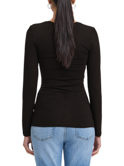ICHI Zola Scoop Neck Long Sleeve Top, Black - view 2, Black