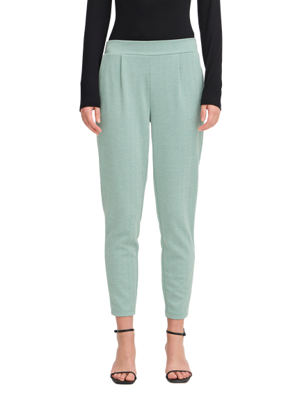 ICHI Kate Herringbone Jacquard Slim Trousers, Beryl Green/Almond, Beryl Green/Almond