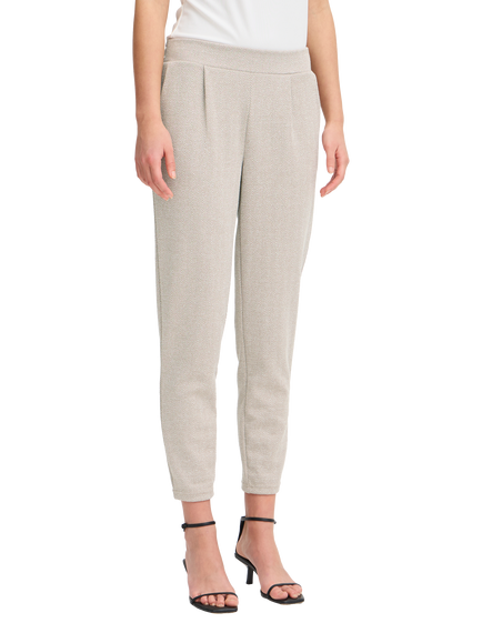 ICHI Kate Herringbone Jacquard Slim Trousers, Fungi/Almond Milk, Fungi/Almond Milk