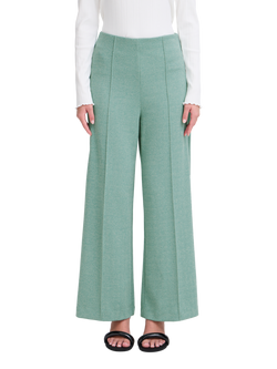 ICHI Kate Herringbone Jacquard Wide Leg Trousers, Green/Almond, Green/Almond