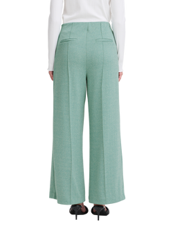 ICHI Kate Herringbone Jacquard Wide Leg Trousers, Green/Almond - view 2, Green/Almond