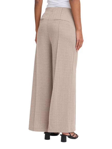 ICHI Kate Herringbone Jacquard Wide Leg Trousers, Fungi/Almond Milk - view 2, Fungi/Almond Milk