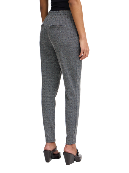 ICHI Kate Herringbone Jacquard Trousers, Black/White - view 2, Black/White