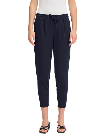 ICHI Kate Drawstring Waist Trousers, Total Eclipse, Total Eclipse