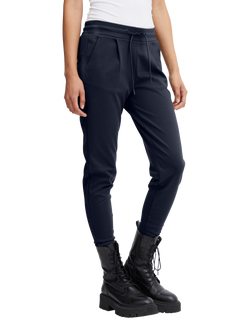 ICHI Kate Drawstring Waist Trousers, Total Eclipse