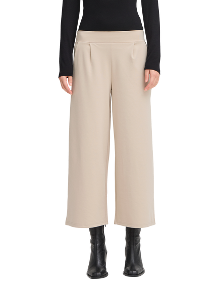 ICHI Kate Cropped Wide Leg Trousers, Doeskin