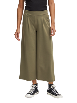 ICHI Kate Cropped Wide Leg Trousers, Kalamata