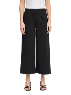 ICHI Kate Cropped Wide Leg Trousers, Black