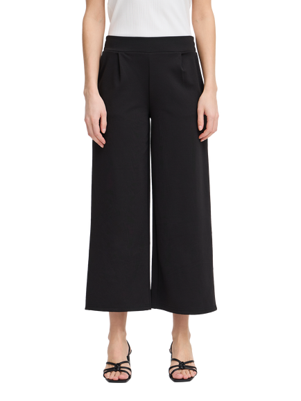 ICHI Kate Cropped Wide Leg Trousers, Black
