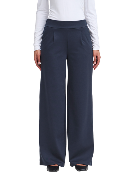 ICHI Kate Wide Leg Trousers, Total Eclipse