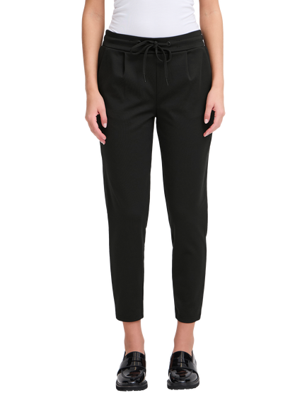 ICHI Kate Drawstring Waist Trousers, Black, Black
