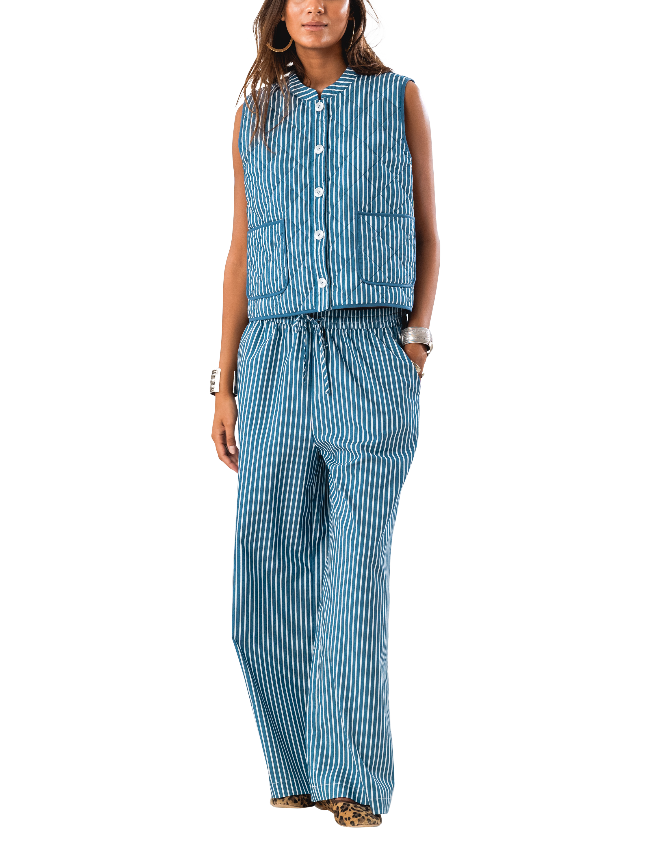 Lollys Laundry Cairo Stripe Quilted Gilet, Stripe