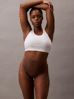 Calvin Klein Stay-Put Mesh High Waist Shapewear Thong, Brown