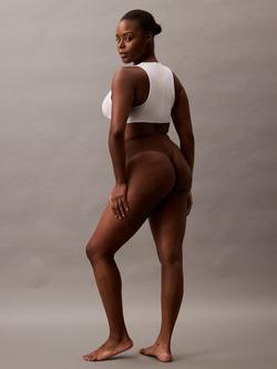 Calvin Klein Stay-Put Mesh High Waist Shapewear Thong - view 2, Brown