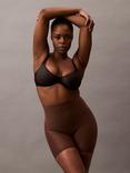 Calvin Klein Stay-Put Mesh High Waist Shapewear Mid-Thigh Shorts, Brown Mid