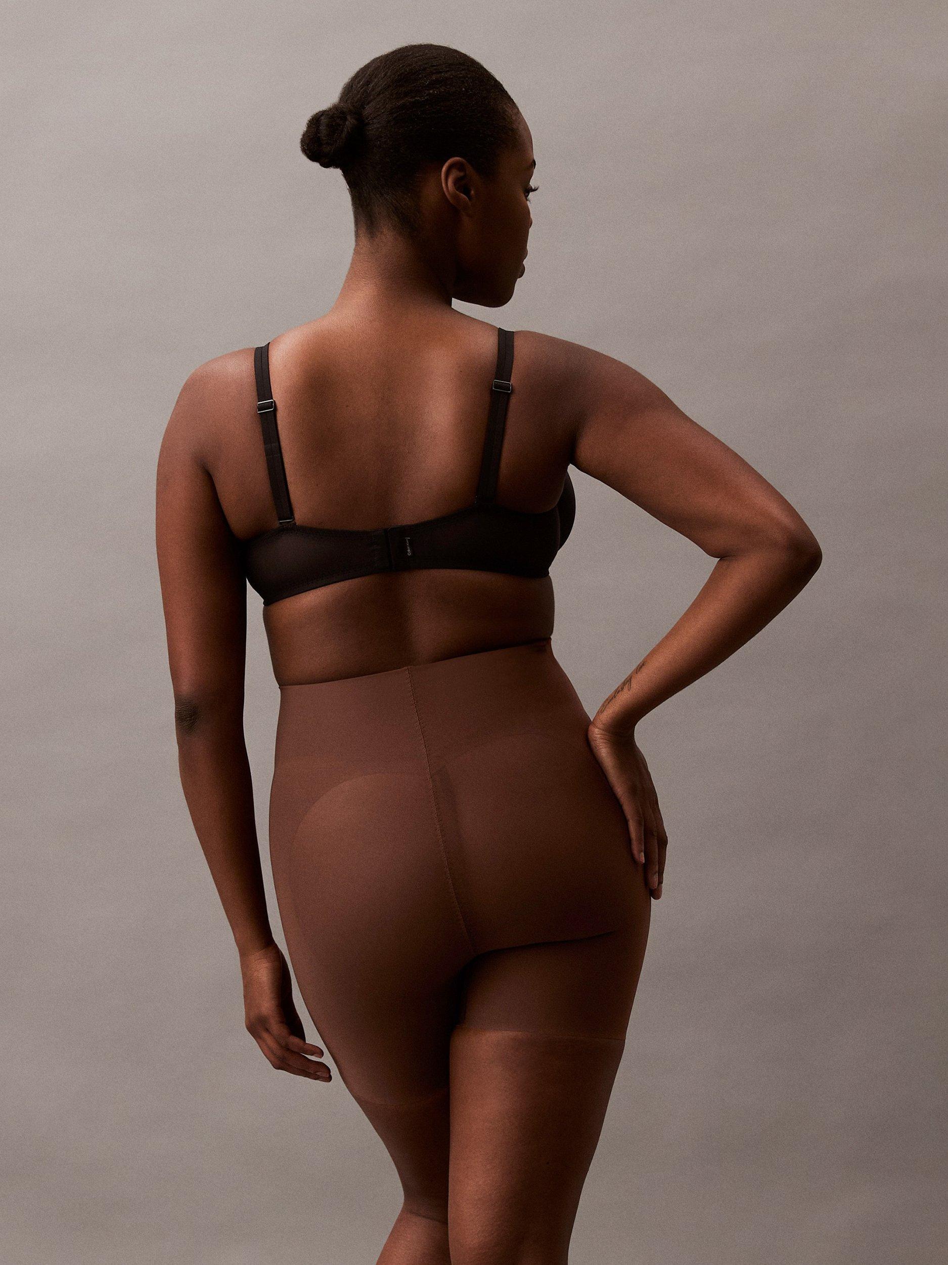 Product image 2 of 8, which shows Calvin Klein Stay-Put Mesh High Waist Shapewear Mid-Thigh Shorts, Brown Mid, S