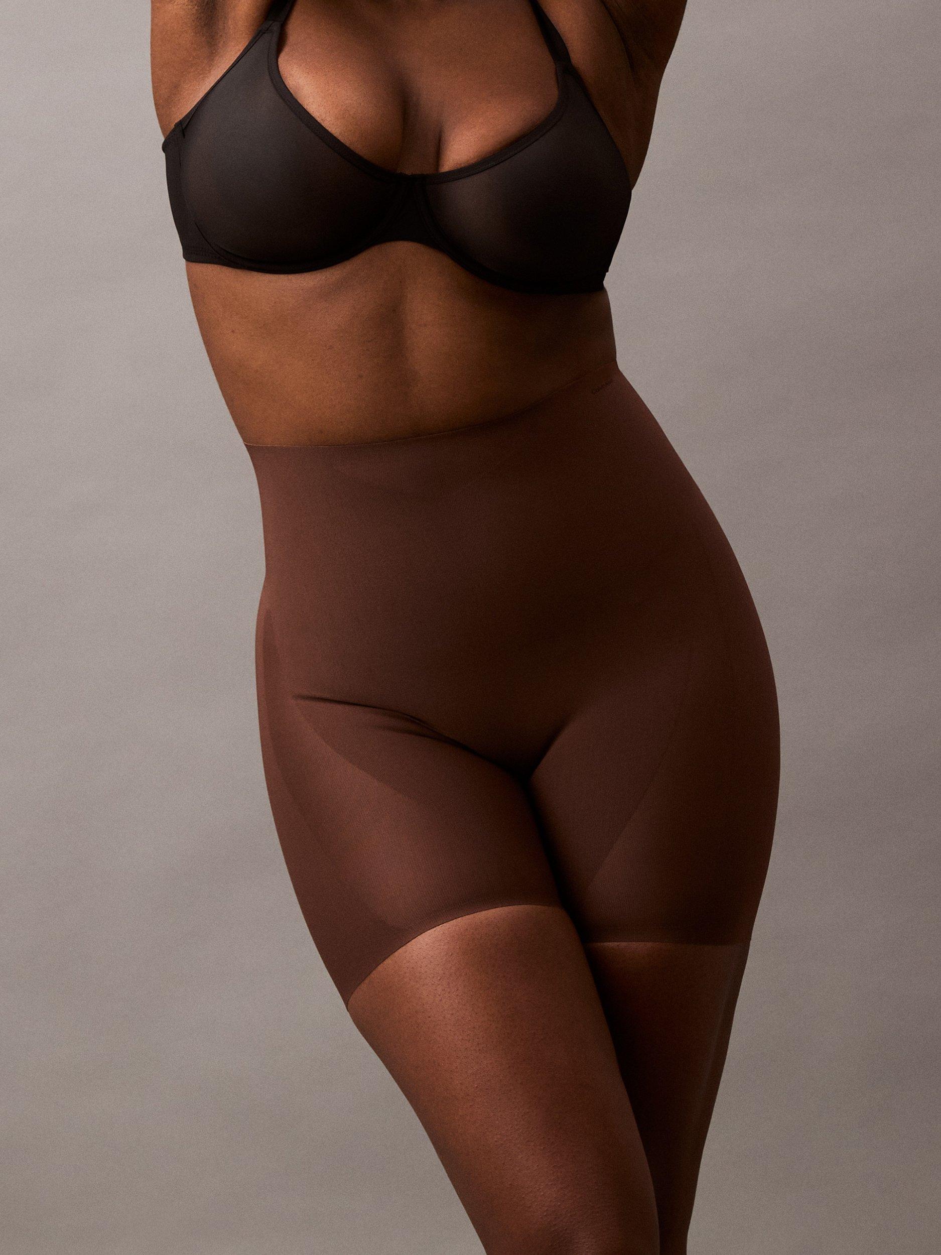 Product image 5 of 8, which shows Calvin Klein Stay-Put Mesh High Waist Shapewear Mid-Thigh Shorts, Brown Mid, S